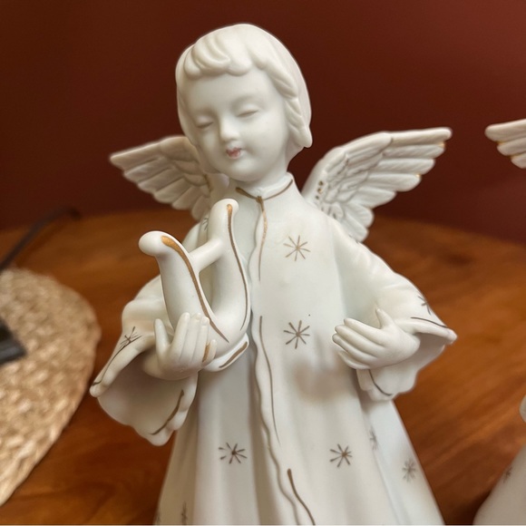 Schmid Bros Angel Harp Candleholders Set - Picture 2 of 9